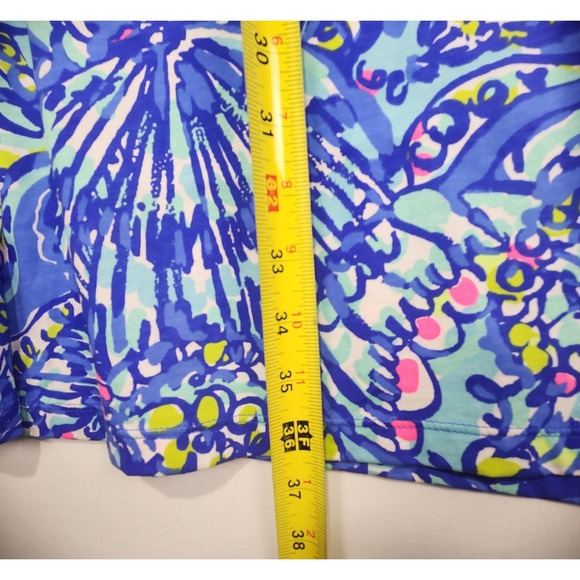 Lilly Pulitzer Amina Women's Floral Casual V Neck Dress Bright Blue Size XL - Picture 4 of 5